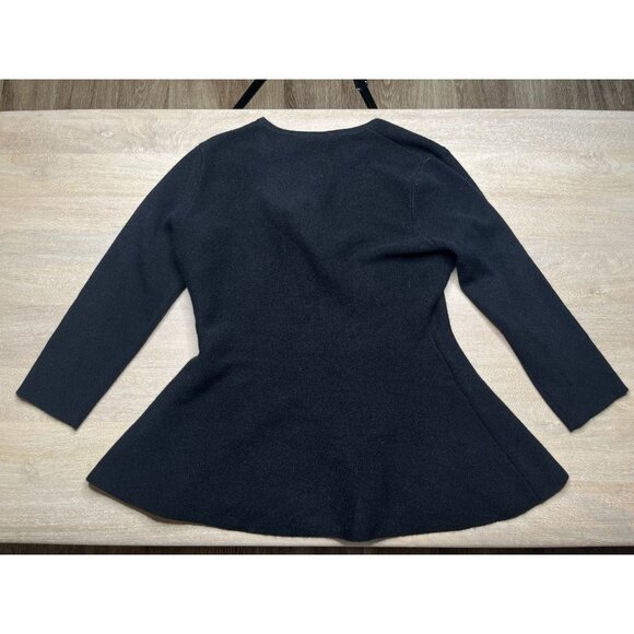 Neiman Marcus NWT Cashmere Collection Cashmere Peplum Sweater Black Medium - Picture 7 of 11